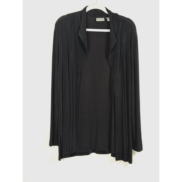 Chico's Sweaters - Chicos Travelers Open Front Slinky Knit Cardigan Sweater Size 2/Large Black